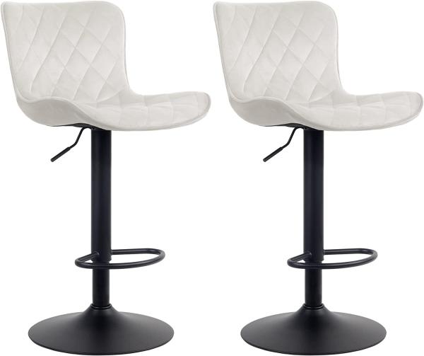 2er Set Barhocker Emma Samt, creme