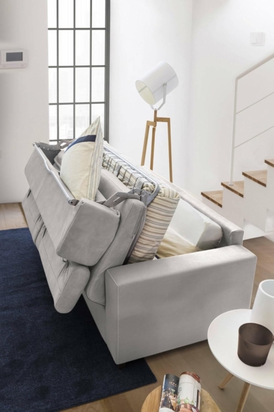 Talamo Italia Ecksofa Beatrice, Made in Italy, Drehbare Öffnung mit Matratze und Netz inklusive, Rechte Halbinsel mit Stauraum, mit schmalen Armlehnen, Cm: 260x95h90, Farbe Grau Bild 8