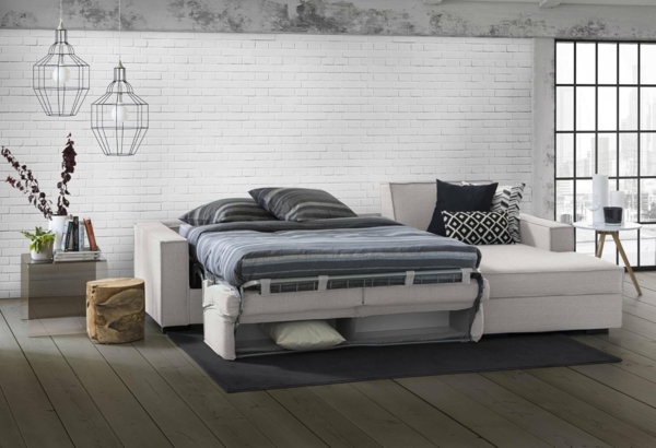 Talamo Italia Ecksofa Beatrice, Made in Italy, Drehbare Öffnung mit Matratze und Netz inklusive, Rechte Halbinsel mit Stauraum, mit schmalen Armlehnen, Cm: 260x95h90, Farbe Grau Bild 6