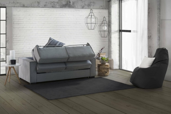 Talamo Italia Ecksofa Beatrice, Made in Italy, Drehbare Öffnung mit Matratze und Netz inklusive, Rechte Halbinsel mit Stauraum, mit schmalen Armlehnen, Cm: 260x95h90, Farbe Grau Bild 7