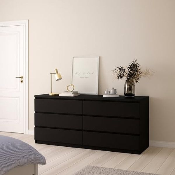 Dmora - Kommode Victoire, Wohnzimmerbuffet, Wohnzimmer-Sideboard, Moderne Küchen-Speisekammer, 154x50 h68 cm, Schwarz