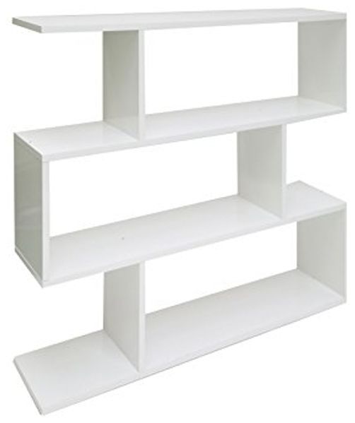 Dmora Dekoratives und funktionales Bücherregal, glänzend weiße Farbe, Maße 110 x 97 x 25 cm