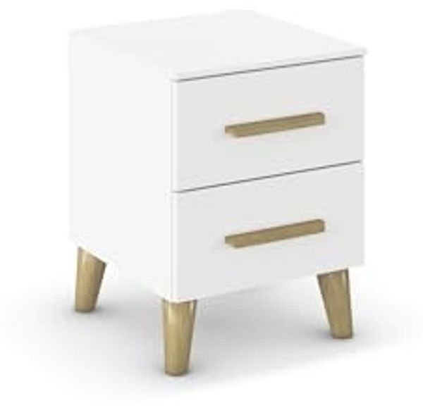 rauch Aditio Box, Nachttisch, 2 Schubladen, Massivholz-Fuß, mit Softclose-Funktion, Farbe Weiß, BxHxT 40x53x44cm