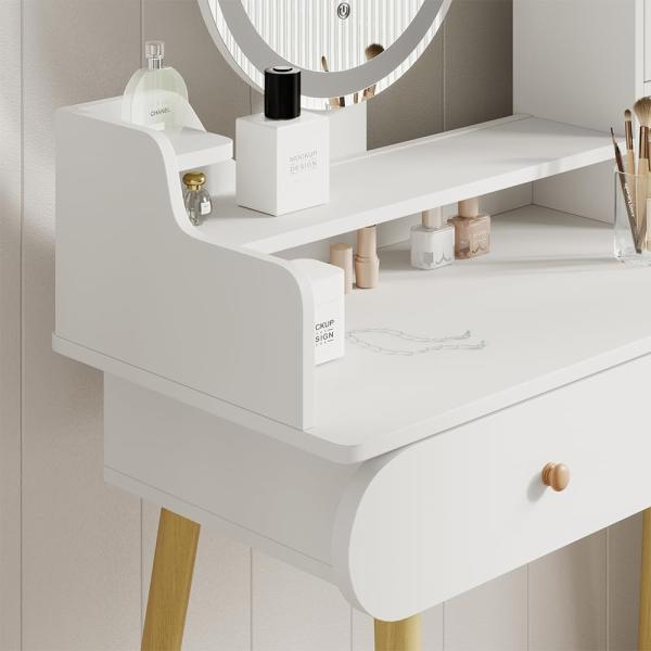 Schminktisch Edda Weiß 100 cm mit LED-Spiegel und Hocker Vicco Bild 5