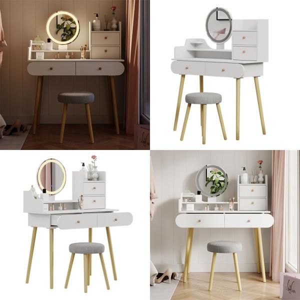 Schminktisch Edda Weiß 100 cm mit LED-Spiegel und Hocker Vicco Bild 8