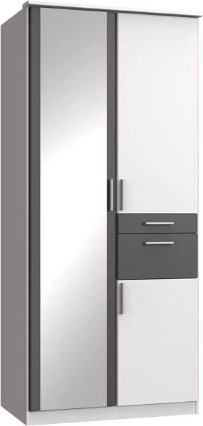 Kleiderschrank >Kalindi I< in Weiß Graphit - 90x198x58cm (BxHxT)