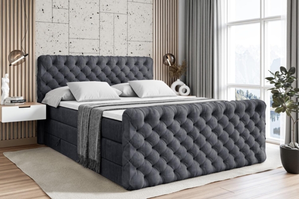 ALTDECOR Boxspringbett BOXI8-Z KING (Multipocket-Matratze H4, H3 Matratze Bonellfederung, Topper, Kopfteil)