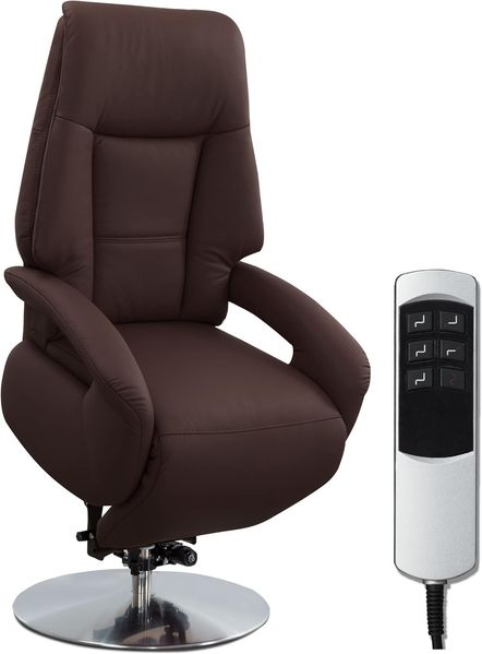 Cavadore Ledersessel Edinburgh / Fernsehsessel mit Aufstehhilfe, elektrisch verstellbarer Relaxfunktion / 2 E-Motoren / 74 x 114 x 77 / Echtleder: braun