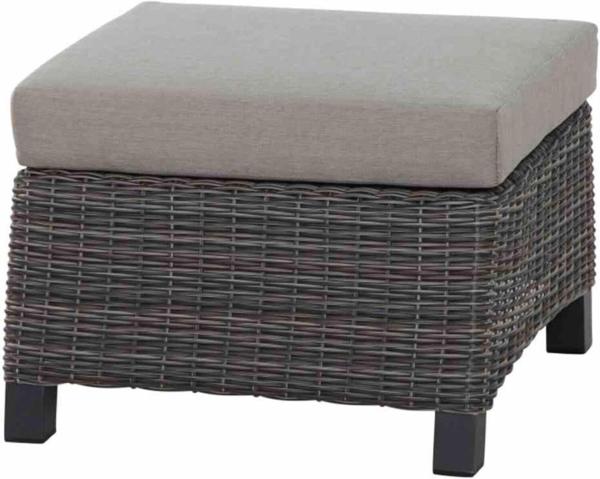 Corido Loungehocker Gestell Alu matt-anthrazit, Gardino®-Geflecht charcoal grey, mit Sitz- u. Rückenkissen taupe meliert