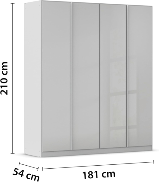 Rauch Möbel Monostar, Drehtürenschrank, Kleiderschrank, Kleiderschränke, Garderobe, 4-türig, 4 Glastüren, Farbe Glas seidengrau/Seidengrau, 181 x 210 x 54 cm Bild 3