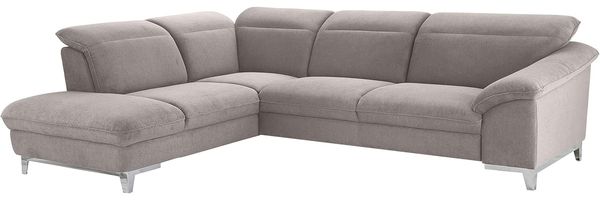 Mivano Ecksofa Teresa / L-Form-Couch mit Kopfteilverstellung und Ottomane / 293 x 84 x 232 / Mikrofaser, Grau