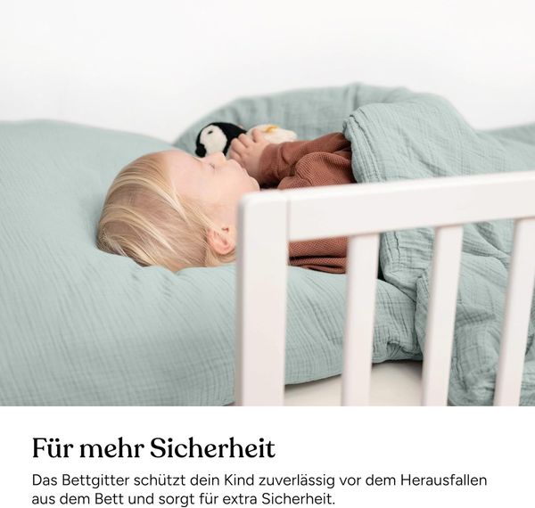 Ehrenkind® Rausfallschutz Bettgitter für Kinder | Massivholz Buche | Bettschutzgitter für Kleinkinder & Babys | Werkzeuglose Montage | Höhenverstellbar | Natürlich & Sicher | 90cm Natur Bild 7