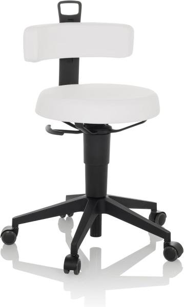 hjh OFFICE Balancestuhl höhenverstellbar TOP Work Flex PU beweglicher Arbeitshocker mit Rückenlehne, Kunstleder Weiß