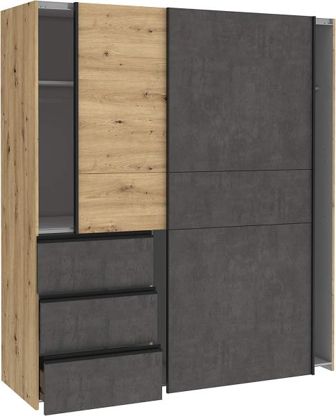 Schwebetürenschrank >Zorana< in Artisan Eiche - 200.1x200.5x61.2cm (BxHxT) Bild 4