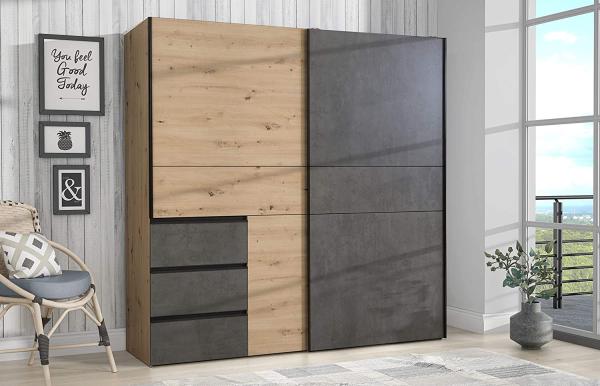 Schwebetürenschrank >Zorana< in Artisan Eiche - 200.1x200.5x61.2cm (BxHxT) Bild 9