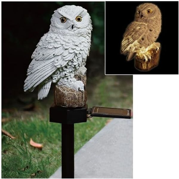 Solar LED Eule auf Steckstab Gartenfigur Gartenbeleuchtung Solarlampe Dekoeule