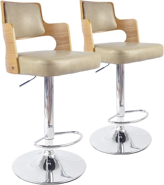 Menzzo Russel Set mit 2 Barhockern Helle Eiche & Creme