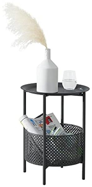 Beistelltisch Kruibeke 46x35cm mit Korb Schwarz [en. casa]