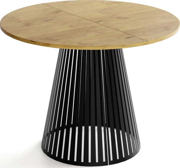 WFL GROUP Esstisch Naro Black (erhältlich in 2 Größen – 100/120 cm, ausziehbar auf 180/200 cm), platzsparender Tisch mit Lamellen für Küche, Esszimmer oder Wohnzimmer