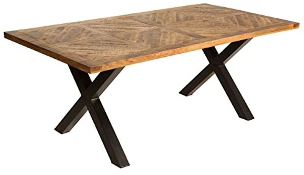 riess-ambiente Esstisch INFINITY HOME 200cm natur/schwarz - Massivholz, Metall, X-Gestell (Einzelartikel, 1-St), lackiertes Mangoholz im Industrial Stil - ideal für bis zu 8 Personen