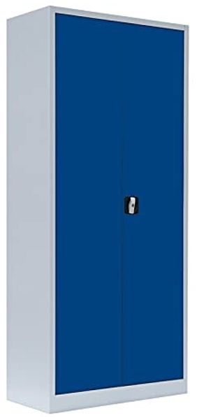 Stahl-Aktenschrank Metallschrank abschließbar Büroschrank Stahlschrank Lichtgrau/Blau 1800 x 800 x 383 mm 530331