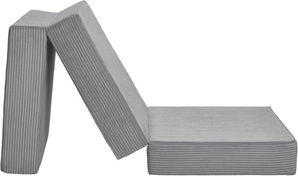 Badenia Trendline Faltbare Kord Gästematratze XXL, Komforthöhe von 15cm, 196 x 65 x 15,5 cm Liegefläche, Öko-Tex Zertifiziert, steingrau, produziert nach deutschem Qualitätsstandard