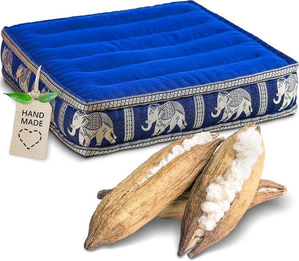 livasia Sitzkissen Bodensitzkissen (Deluxe) vegan und handgefertigt, 50x50x10cm, Kapok