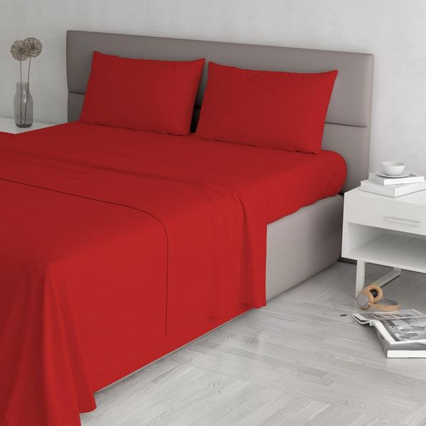 Italian Bed Linen Max Color Bettwäsche-Set, Rot, Doppelte