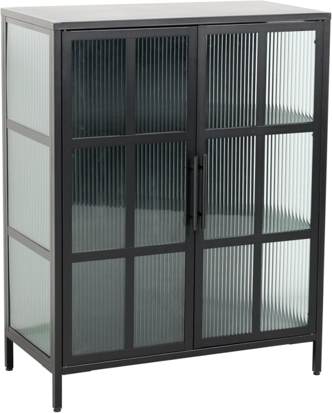 riess-ambiente Vitrine DURA STEEL 80cm schwarz / transparent (Einzelartikel, 1-St) Wohnzimmer · Schrank · Metall · Glas · Industrial Design