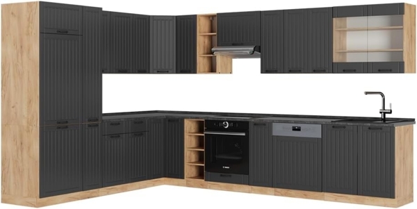 Eckküche Fame-Line Dunkelgrau 347 x 60 cm , AP Anthrazit Vicco