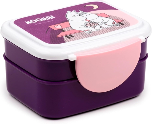 Puckator Lunchbox Moomin Mumin, Kunststoff BPA-frei, (mit Clipverschluss, 5-tlg, inkl. Gabel & Löffel), ca. 15,5 x 14 x 9 cm