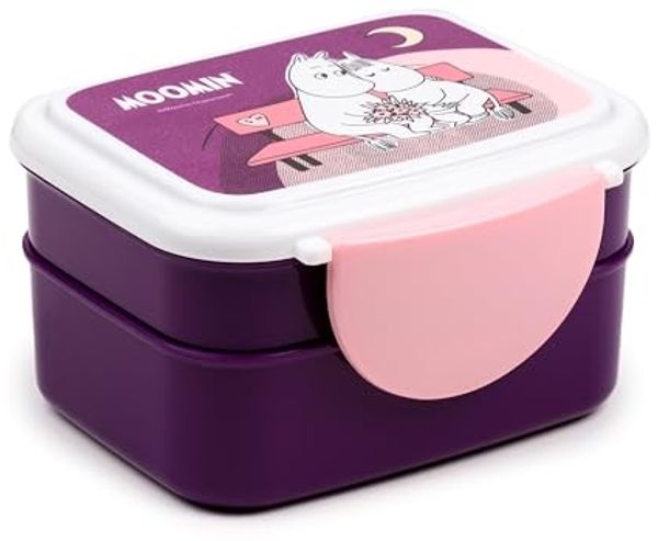 Puckator Lunchbox Moomin Mumin, Kunststoff BPA-frei, (mit Clipverschluss, 5-tlg, inkl. Gabel & Löffel), ca. 15,5 x 14 x 9 cm