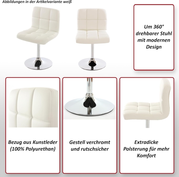 2er-Set Esszimmerstuhl Drehstuhl Stuhl Kavala Kunstleder Chrom ~ grün Bild 4