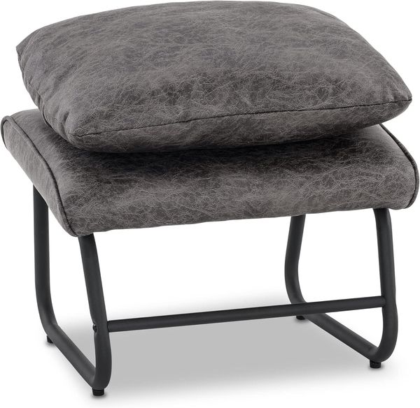 M MCombo Sitzhocker Fußstütze mit Metallbeinen +Kissen, Vintage Hocker Ottoman Schminktisch für Wohnzimmer Schlafzimmer, Quadratisch 39 * 57cm, Mikrofaserstoff, 4742-2(Dunkelgrau)