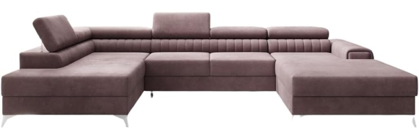 Designer Sofa Collina mit Schlaf- und Klappfunktion Samt Rosé Links