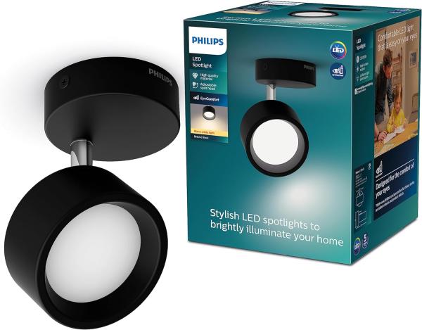 Philips Bracia Spotleuchte, einflammig, 1x5. 5W, warmweiß, schwarz