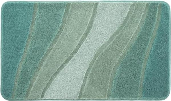 Kleine Wolke Badematte Ocean, Badvorleger, Badezimmer Teppich, Höhe 23 mm, rutschhemmend beschichtet, fußbodenheizungsgeeignet, Kunstfaser, rechteckig, Badteppich, Wellen Design, mit Farbverlauf, Hoch-Tief Effekt, waschbar