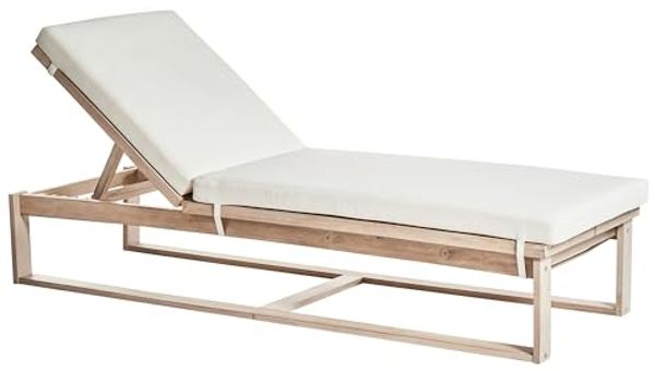 Gartenliege mit Auflage 2er Set AZZANELLO Akazienholz Cremeweiß