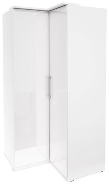 Eckkleiderschrank ""Optima"" Schrank 109 cm weiß Hochglanz 2-Türig