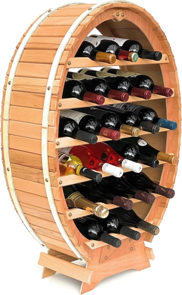 DanDiBo Weinregal Holz Stehend Weinfass 24 Flaschen Natur lackiert Wandregal Bild 5
