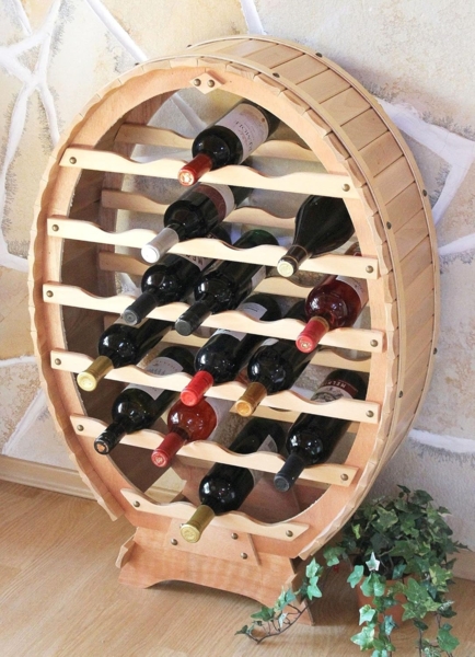 DanDiBo Weinregal Holz Stehend Weinfass 24 Flaschen Natur lackiert Wandregal Bild 8