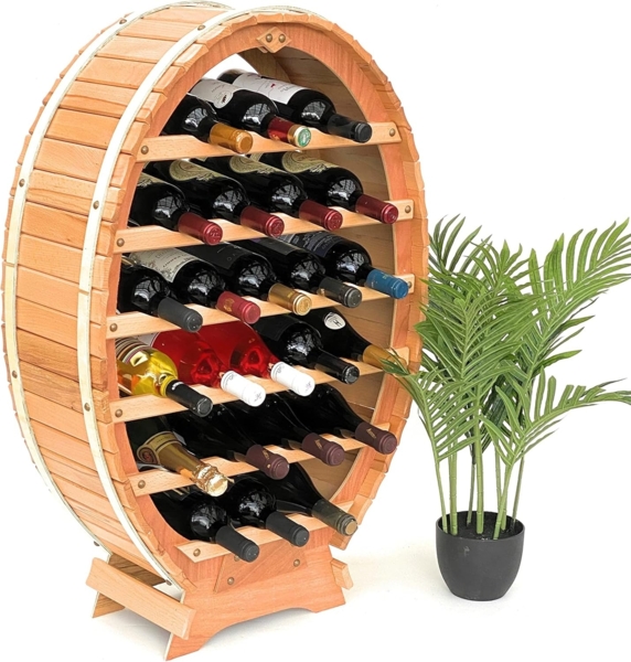 DanDiBo Weinregal Holz Stehend Weinfass 24 Flaschen Natur lackiert Wandregal Bild 7