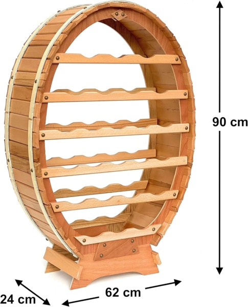 DanDiBo Weinregal Holz Stehend Weinfass 24 Flaschen Natur lackiert Wandregal Bild 2