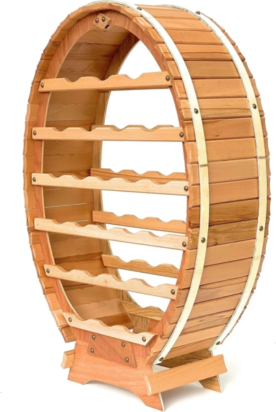 DanDiBo Weinregal Holz Stehend Weinfass 24 Flaschen Natur lackiert Wandregal Bild 6