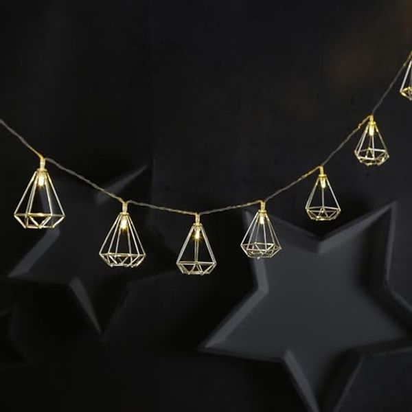 MARELIDA LED-Lichterkette LED Deko Lichterkette DIAMANT 10 kleine beleuchtete Rubine 1,6m silber, 10-flammig