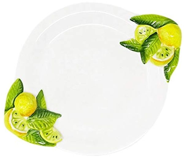 Lashuma Frühstücksteller Zitrone, (1 St), Handgemachter Keramik Dessertteller aus Italien 27x20 cm