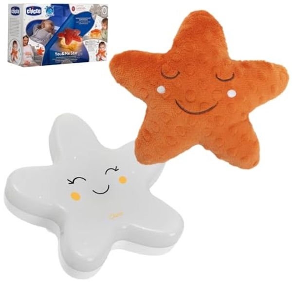 Chicco Entwicklungsfördernde Nachtbeleuchtung You&Me Star, Nachtlicht für Kinder, 20 Minuten Musik und Weißes Rauschen, 20-30 Minuten Warmes Licht, Sternförmiges Kuscheltier, Waschmaschinenfest