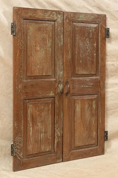 Biscottini Rollladen aus Holz 56,5 x 6,5 x 110,5 cm – Antiker Rollladen aus massivem Teakholz