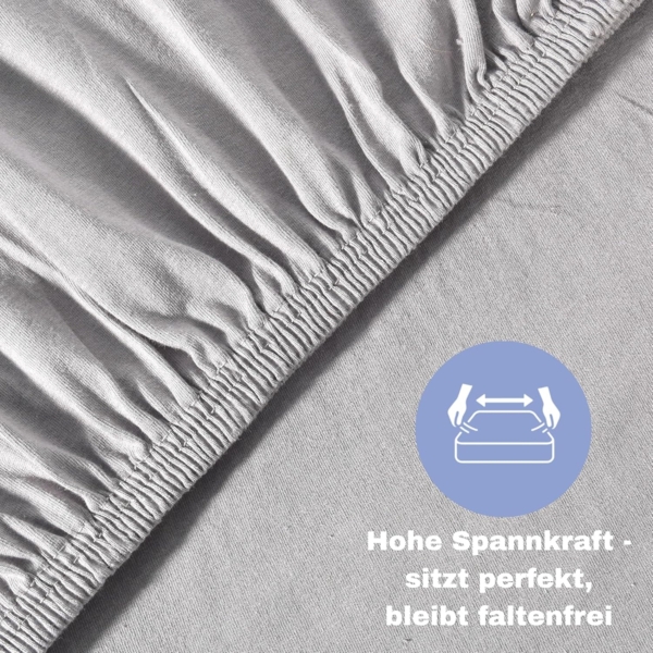 leevitex® Spannbettlaken Spannbettlaken, Mako-Jersey, Gummizug: rundum, (2 Stück), OEKO-TEX® STANDARD 100 zertifiziert Bild 4