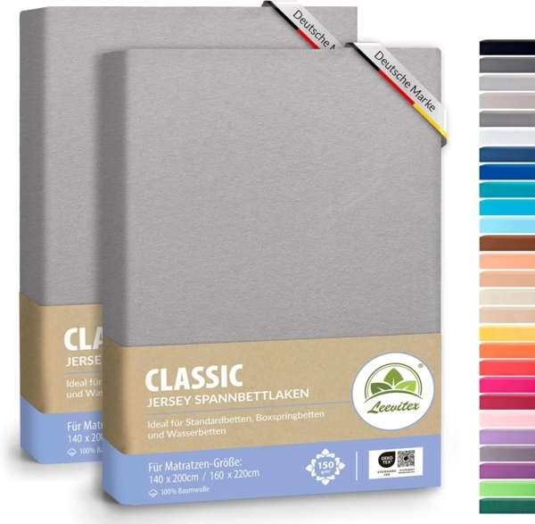 leevitex® Spannbettlaken Spannbettlaken, Mako-Jersey, Gummizug: rundum, (2 Stück), OEKO-TEX® STANDARD 100 zertifiziert Bild 1